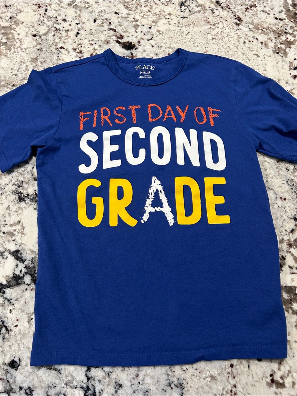 The Children's Place Royal Blue "First Day of Second Grade" Tee, Size 7/8